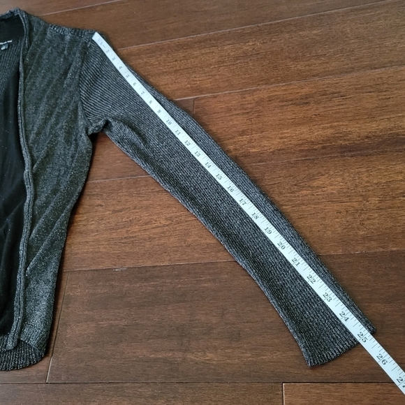 Verve Ami Black & Silver Metallic Knit Open Front Cardigan Sweater Womens Size L - Picture 4 of 7